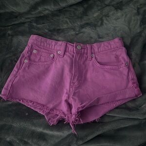 Purple jean shorts